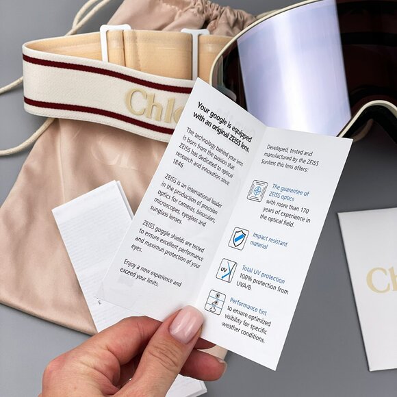 Chloé CH0072S 001 – White Beige Ski Mask Sunglasses Violet Mirror ZEISS Lens - Picture 15 of 16